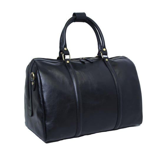 Full grain leather duffle bag - black-0