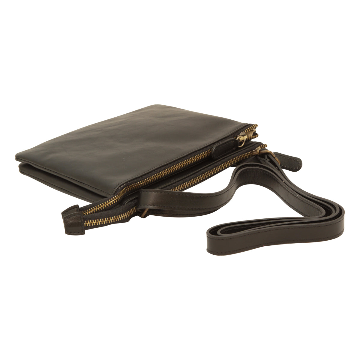 Full-grain calfskin leather shoulder bag - Black-0