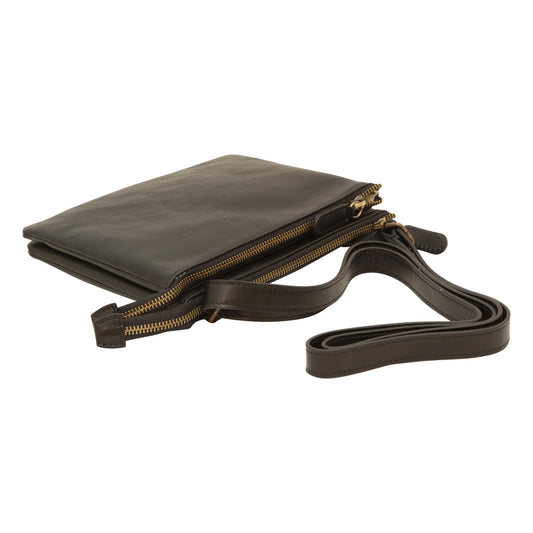 Full-grain calfskin leather shoulder bag - Black-0