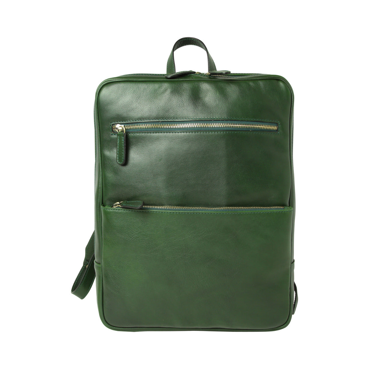 Leather back pack with backside troller strap - green-1