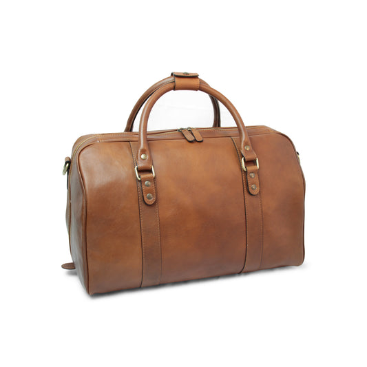 Full grain leather travel bag - chestnut-0
