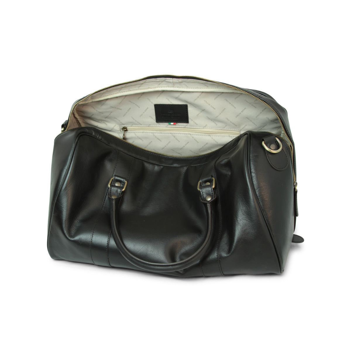 Full grain leather travel bag - black-1