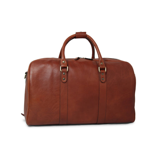 Full grain leather large travel bag - Mahogany Brown-0