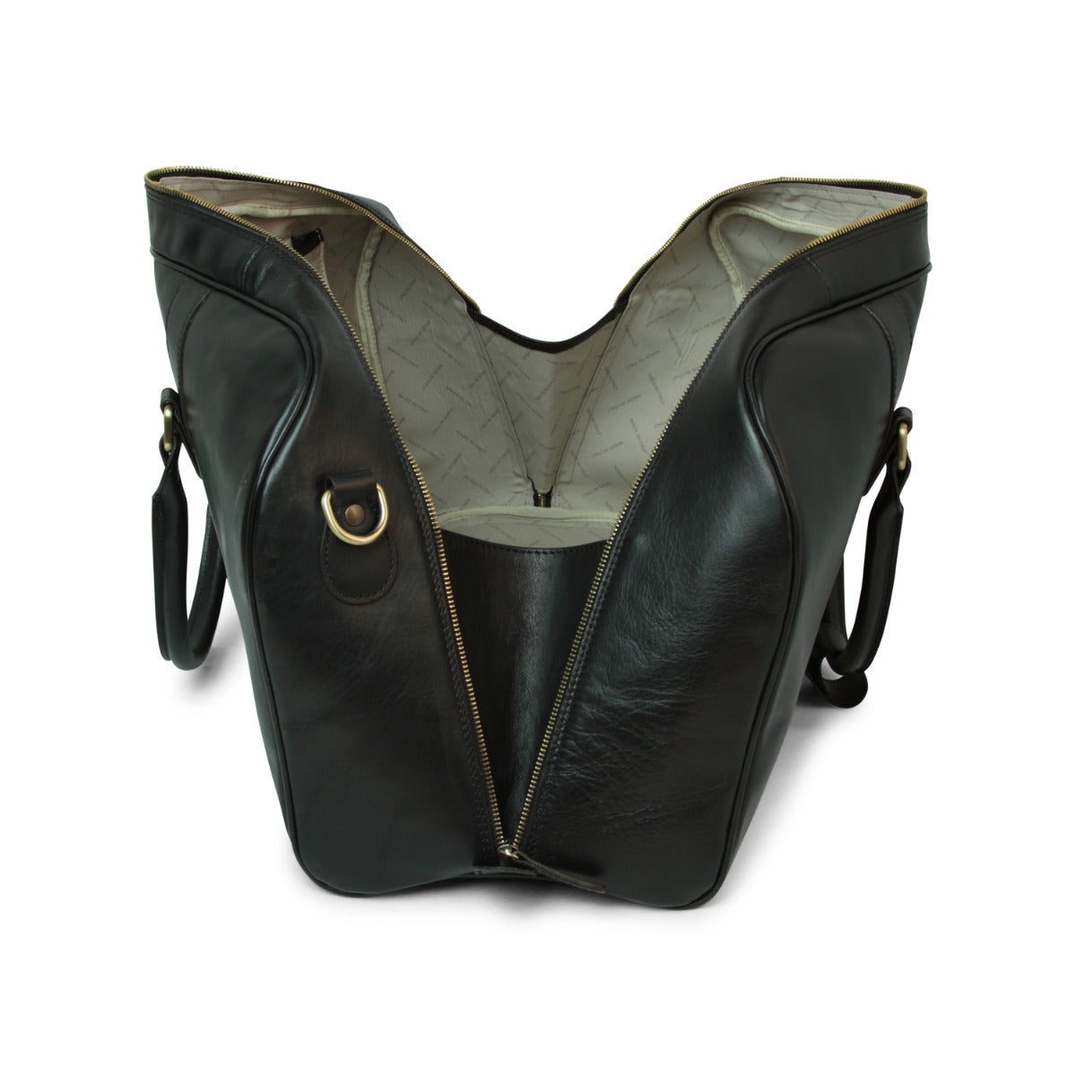 Full grain leather large travel bag - black-1