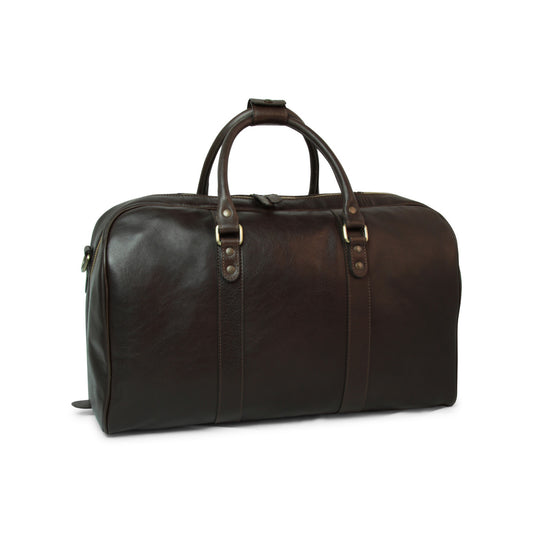 Full grain leather large travel bag - dark brown-0