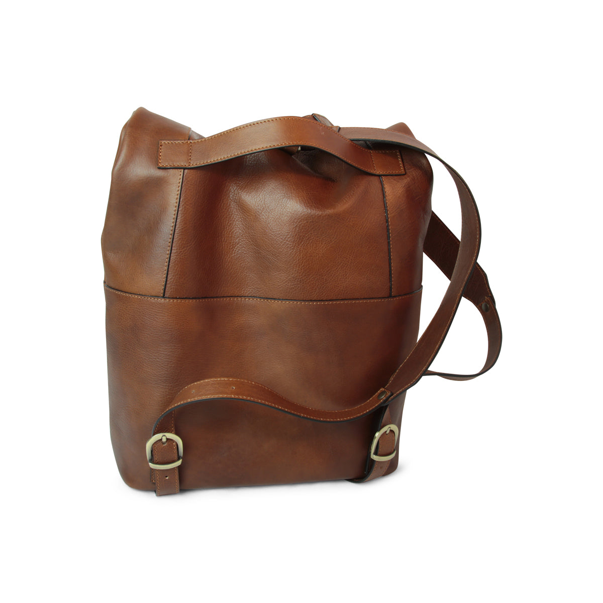 Full grain leather back pack - chestnut-1