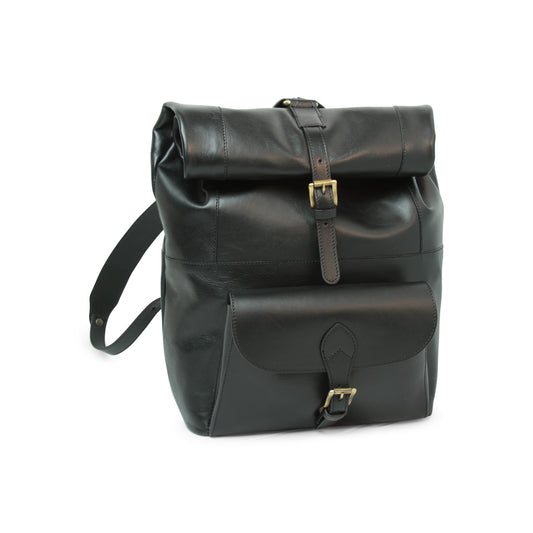 Full grain leather back pack - black-0