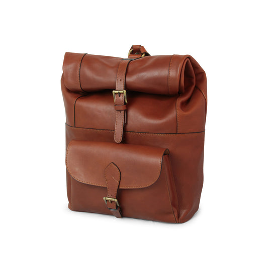 Full grain Leather backpack - Mahogany Brown-0