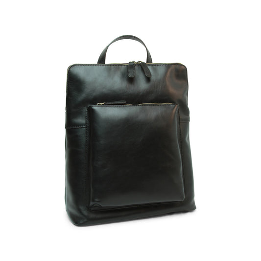 Full grain leather backpack - black-0