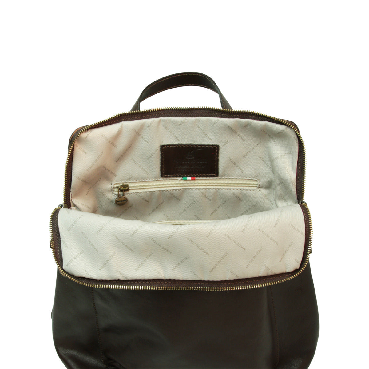 Full grain leather backpack - dark brown-1