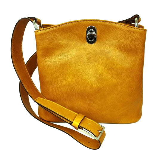 LEATHER BUCKET BAG-OCHER-0