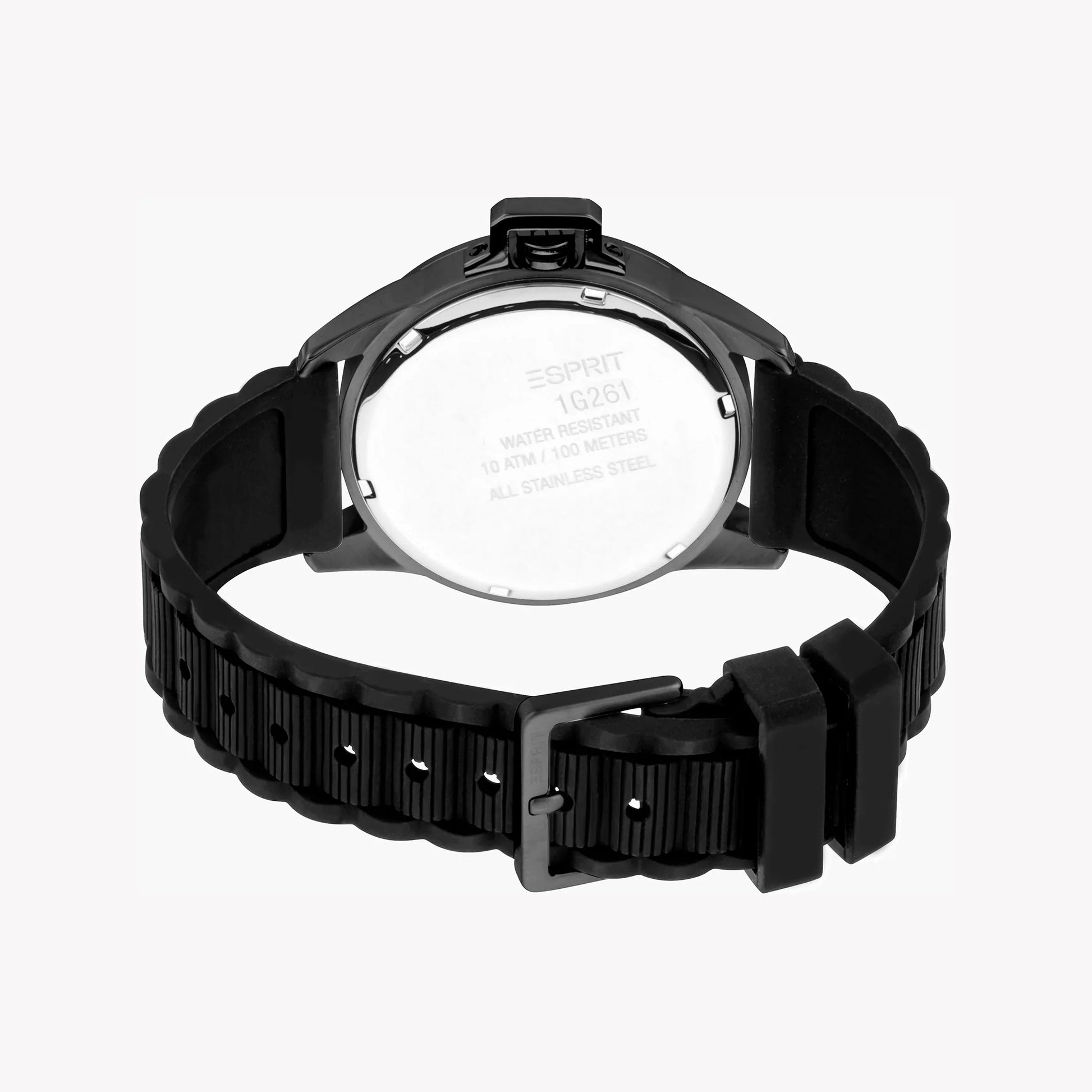 Esprit Men's Black Rubber Watch, Black Dial | ES1G061M0035-2
