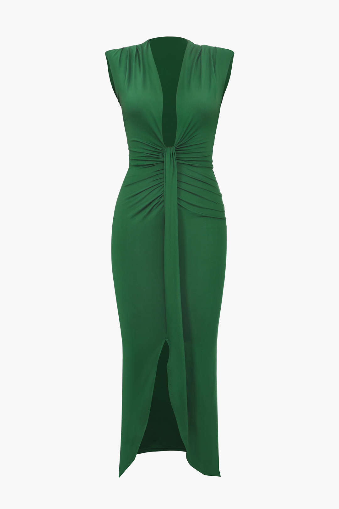 Deep V-neck sleeveless midi dress-0