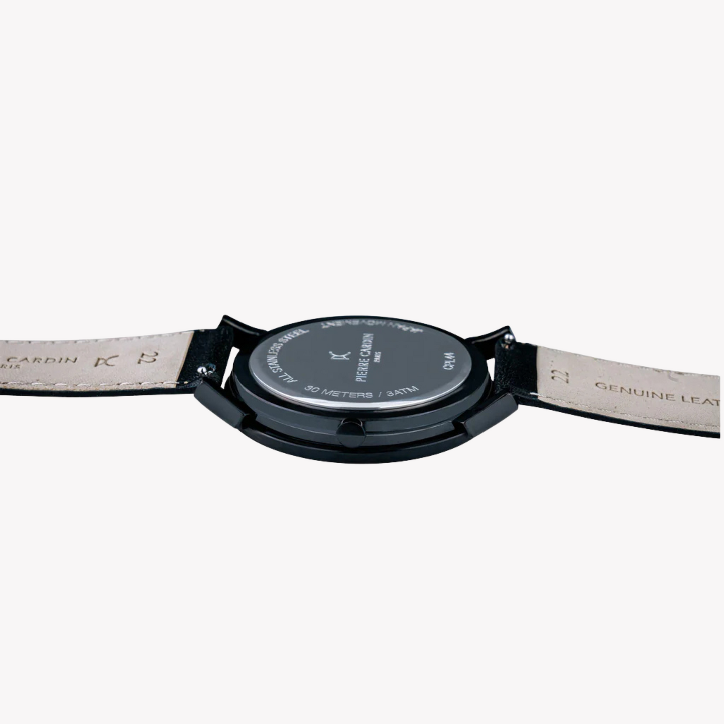 Pierre Cardin Men's Black Leather Watch, Stainless Steel | CPI.2079-3