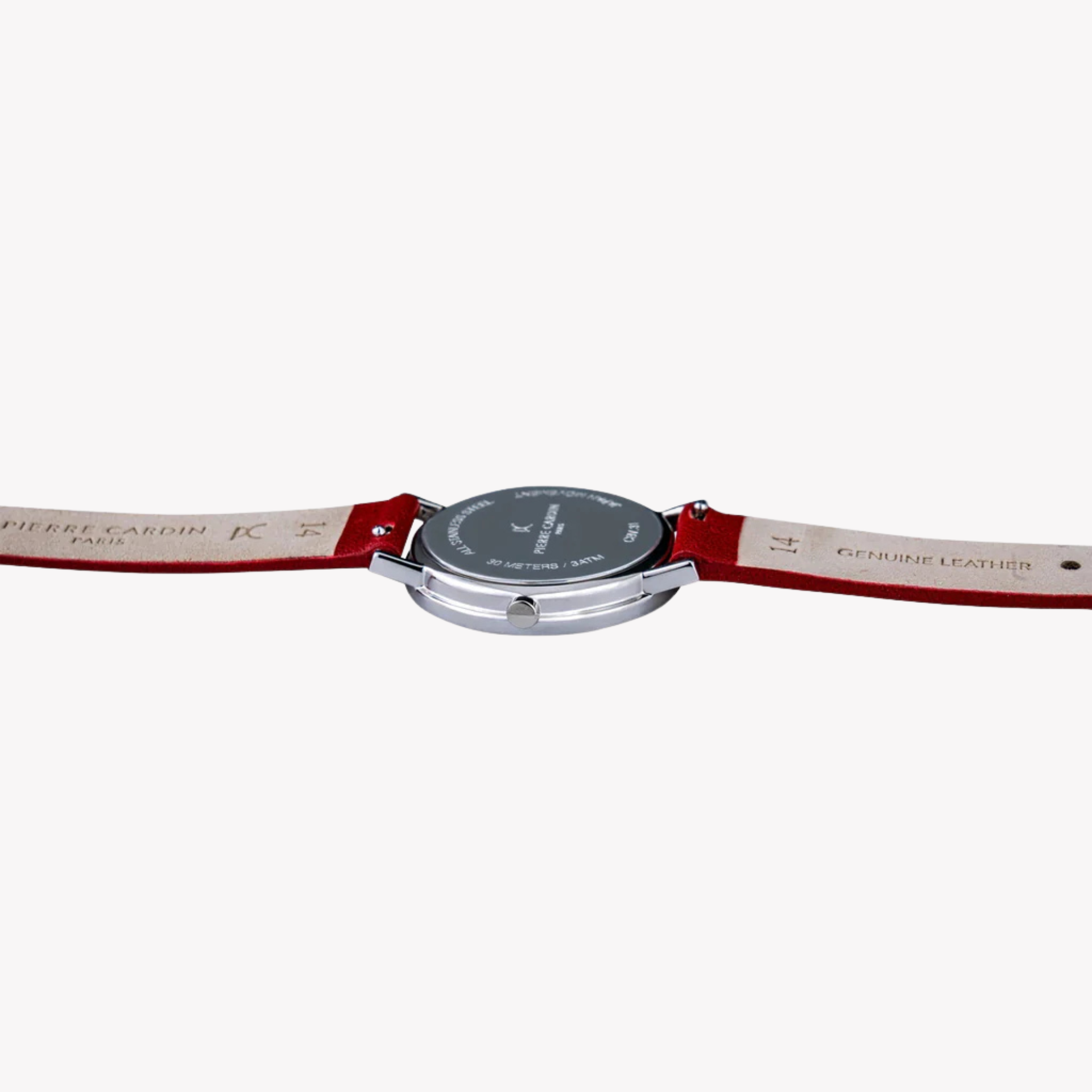 Pierre Cardin Women's Red Leather Watch, Silver Dial | CBV.1517-3