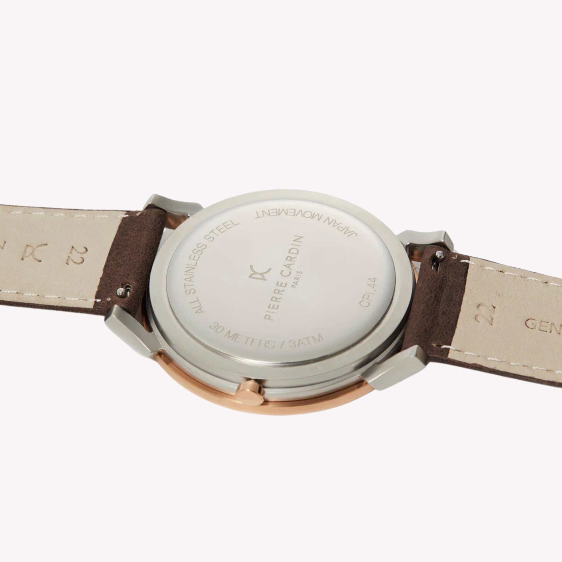 Pierre Cardin Men's Silver & Rose Gold Watch, Brown Leather | CPI.2022-3