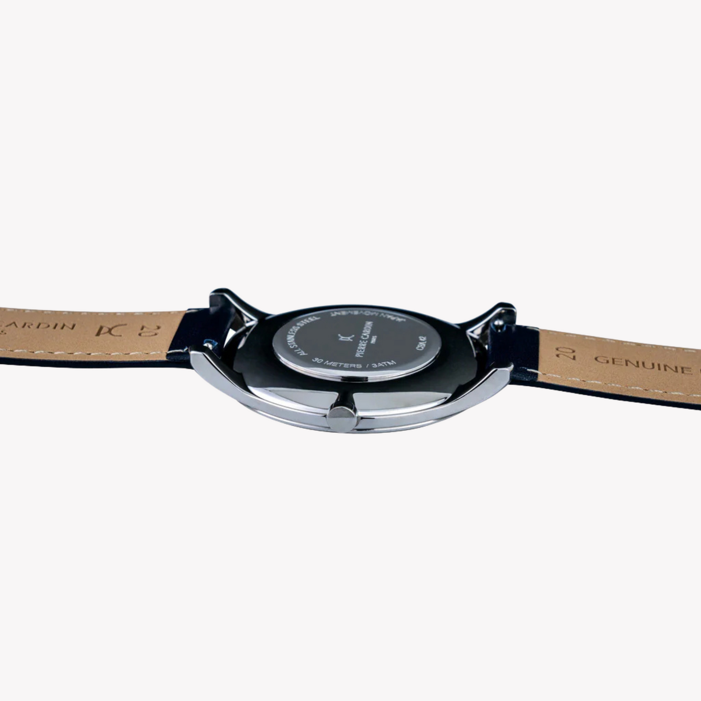 Pierre Cardin Men's Silver Watch, Blue Leather Band | CBA.4001-3