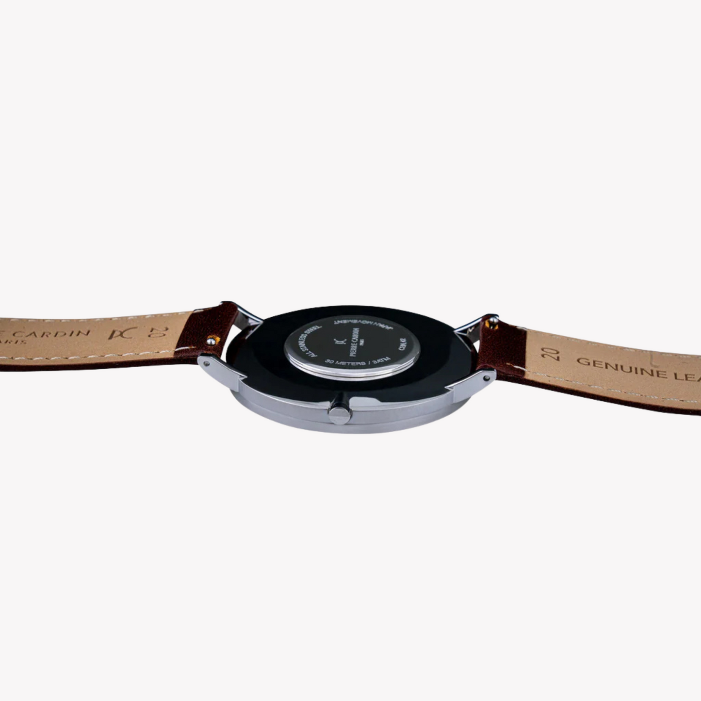 Pierre Cardin Men's Silver Stainless Steel, Brown Leather | CBN.3001-3