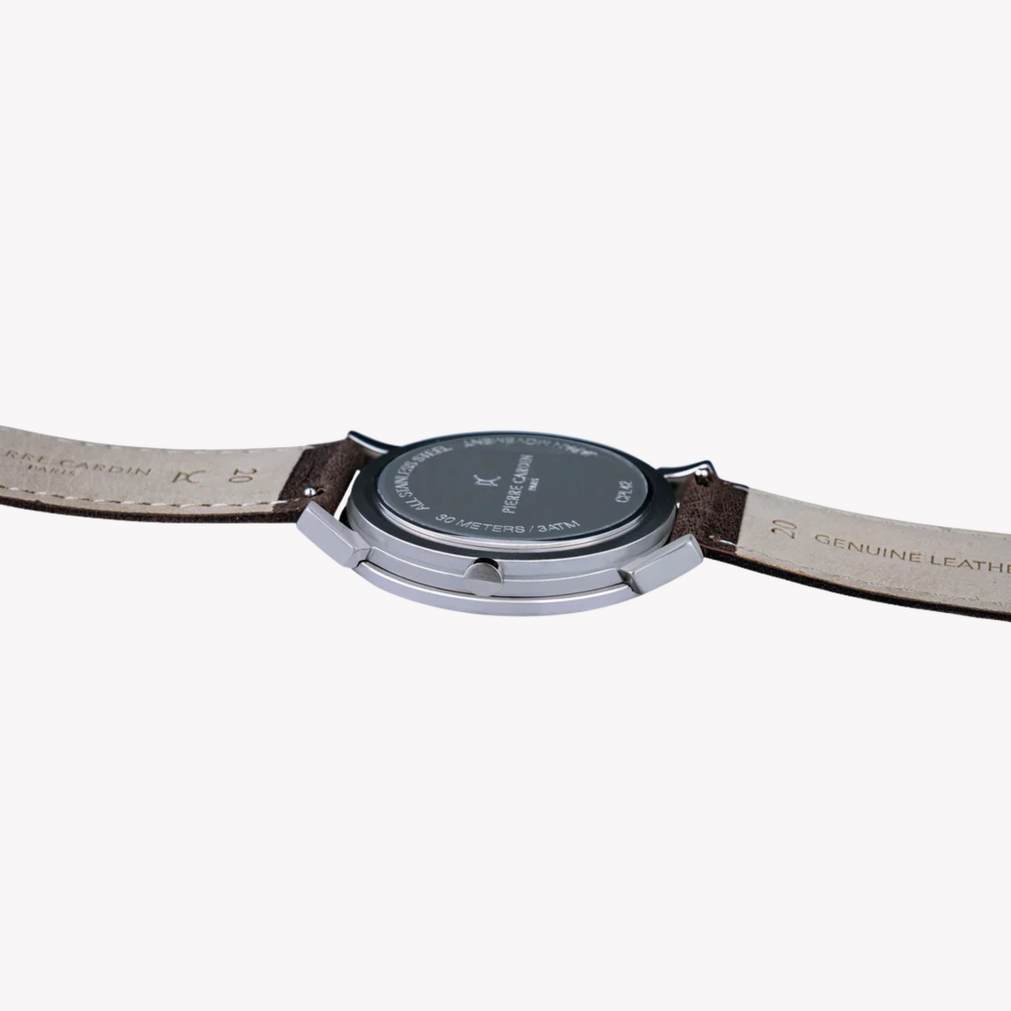 Pierre Cardin Men's Brown Leather Watch, Silver Case | CPI.2049-3
