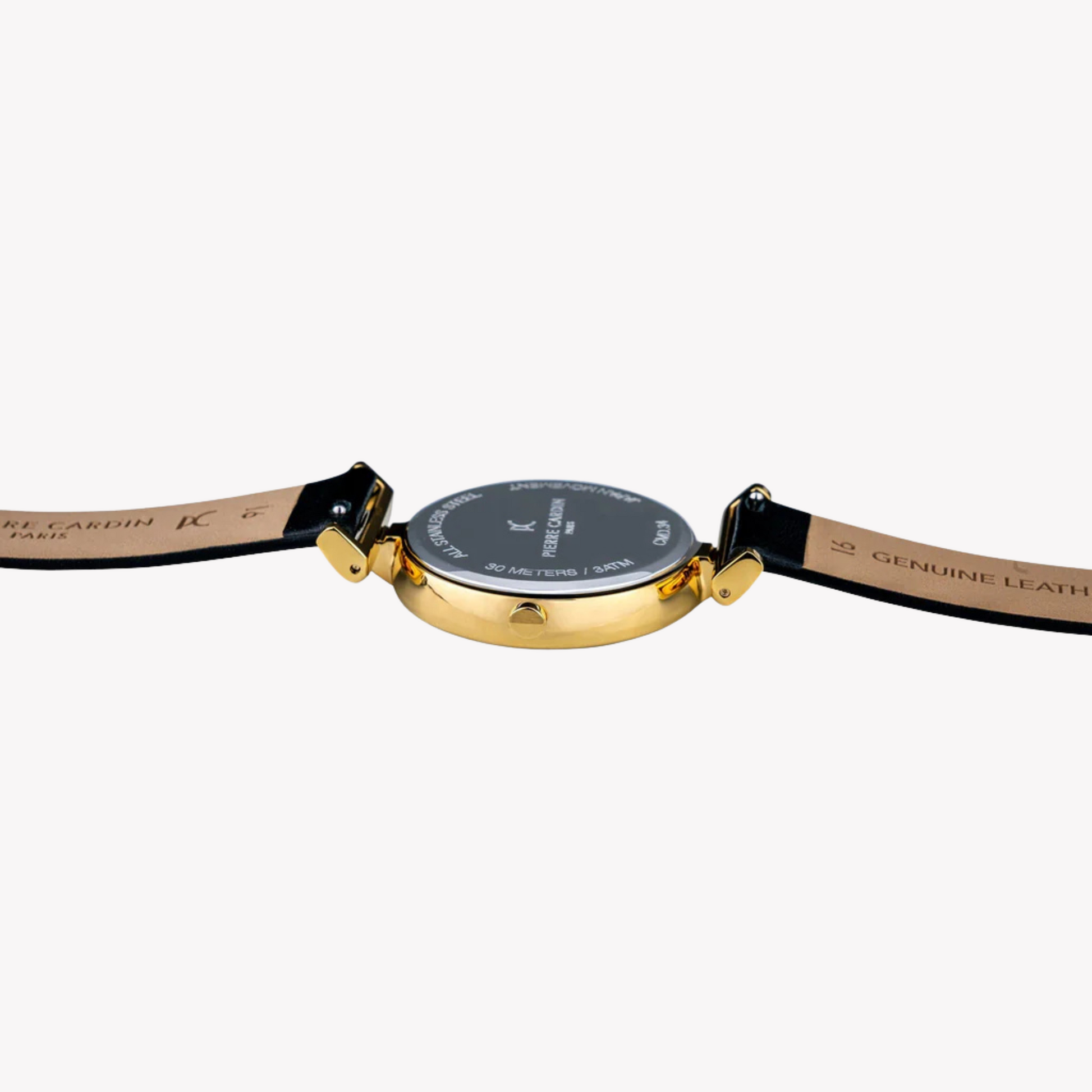 Pierre Cardin Women's Black Leather Watch, Gold Case | CMD.3504-3