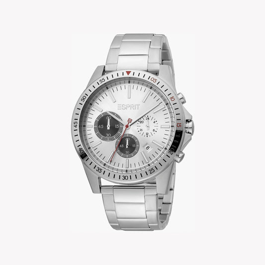 Esprit Men's Silver Stainless Steel Watch, Silver Dial | ES1G011M0075-0