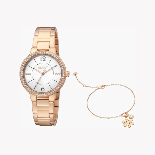 Esprit Women's Rose Gold Stainless Steel Watch, Silver Dial | ES105201004-0