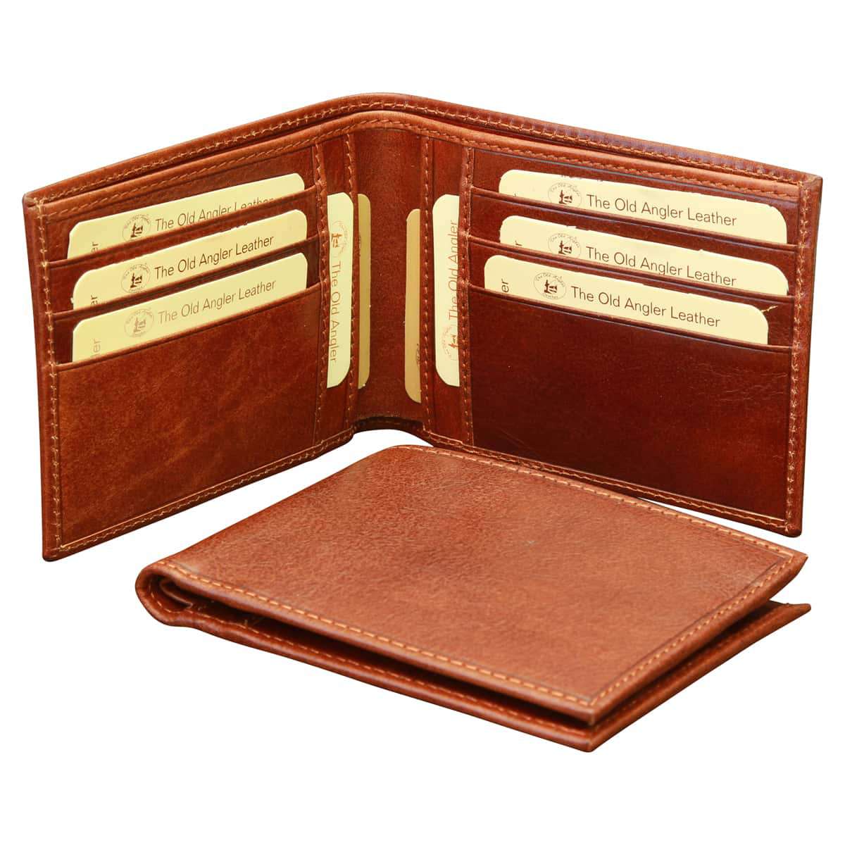 Leather bifold wallet - brown with RFID-0