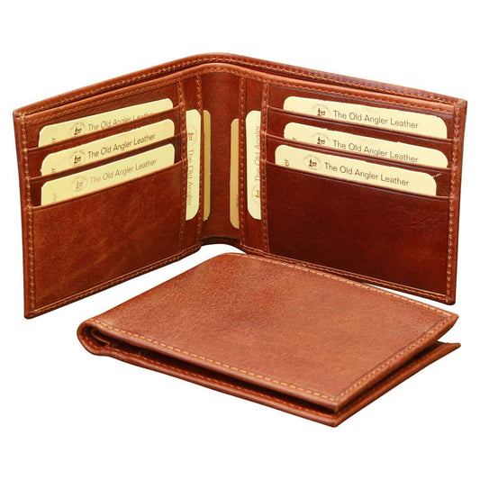 Leather bifold wallet - brown with RFID-0