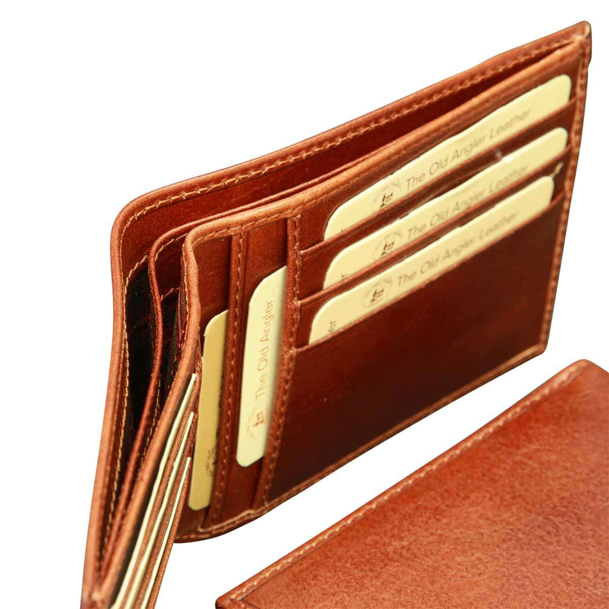 Leather bifold wallet - brown with RFID-1