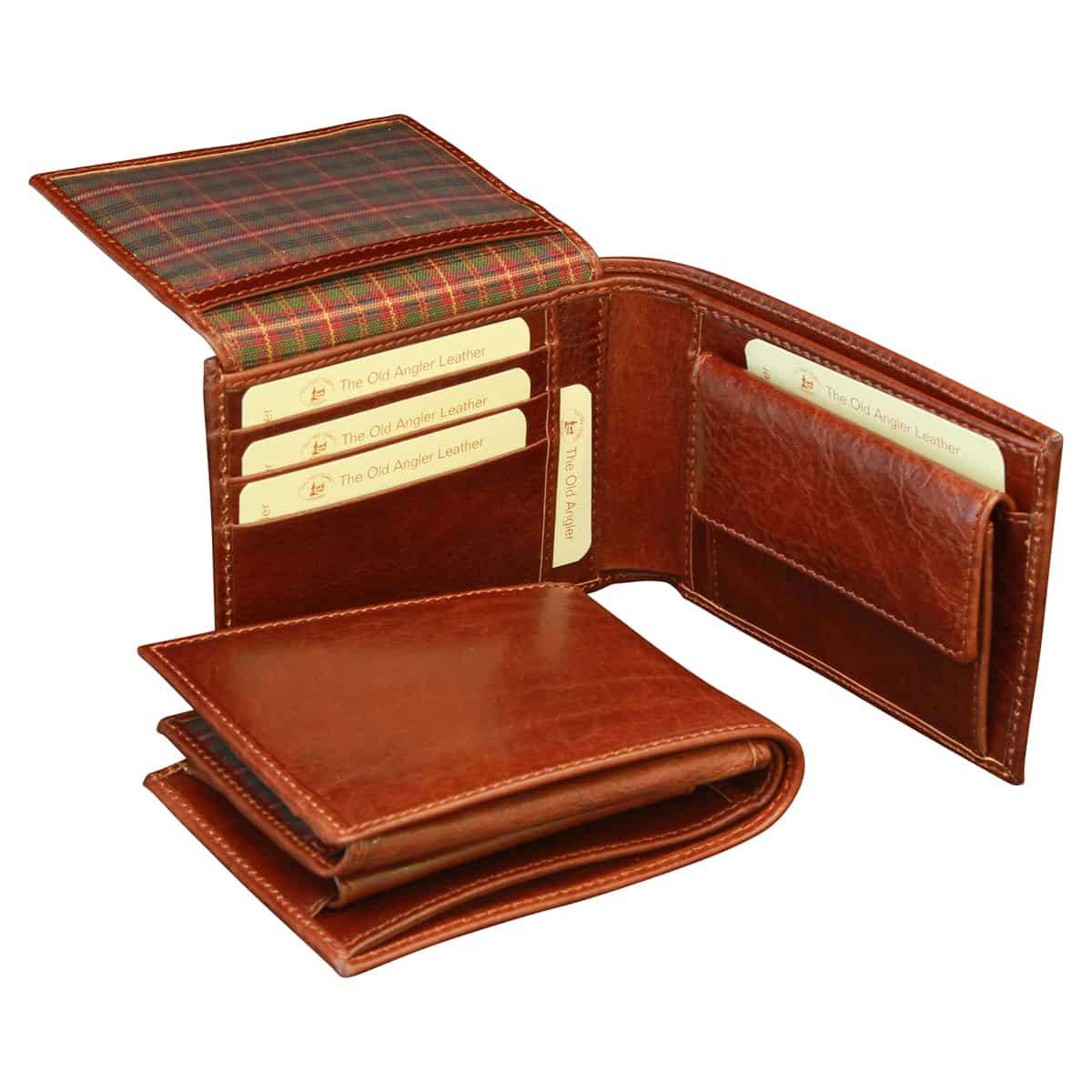 Leather Bifold wallet with coin pocket - Brown RFID system-1
