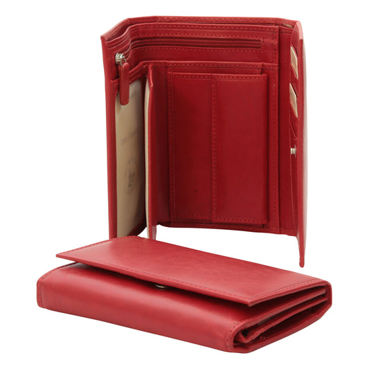 Leather wallet for women - red-0