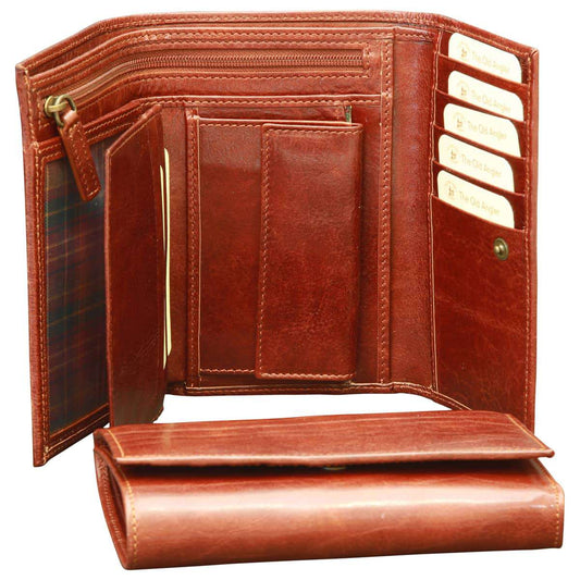 Cowhide leather wallet for women - Brown with RFID-0