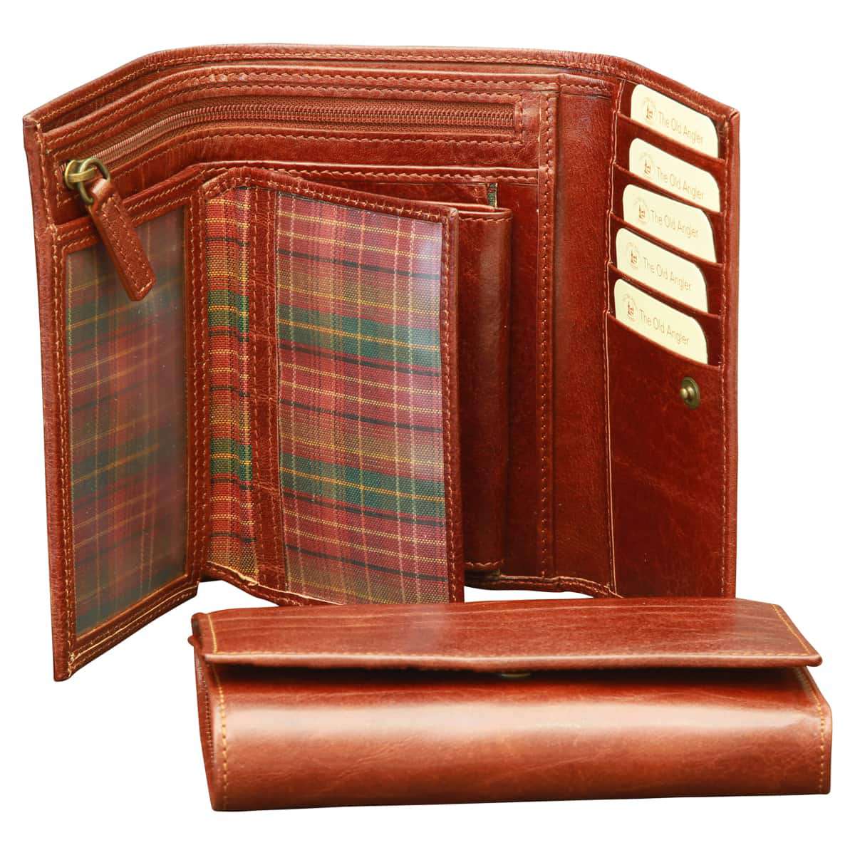 Cowhide leather wallet for women - Brown with RFID-1