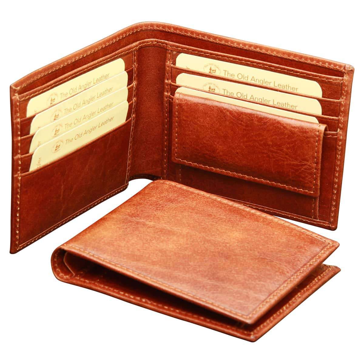 Cowhide leather wallet with coin pocket - Brown with RFID-0