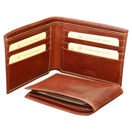 Leather bifold wallet for men - Brown with RFID-0