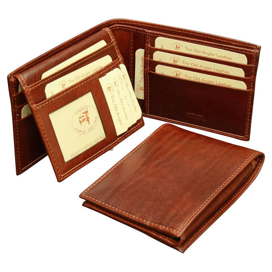 Cowhide leather bifold wallet with RFID blocking technology - Brown-0