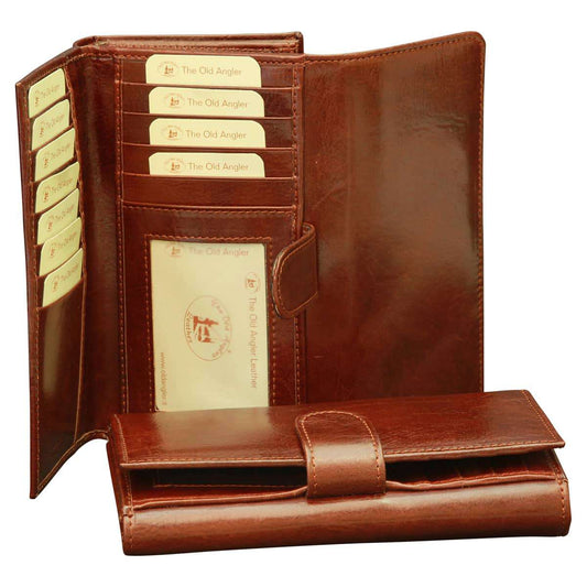 Women's cowhide leather wallet - Brown with RFID-0