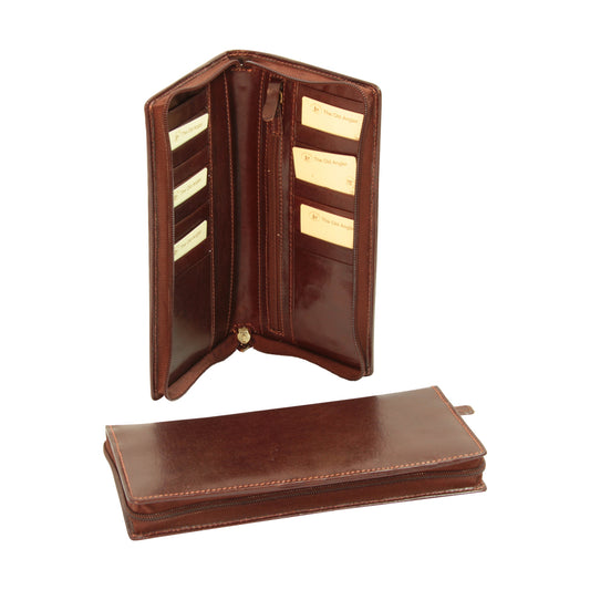 Leather travel wallet - brown-0