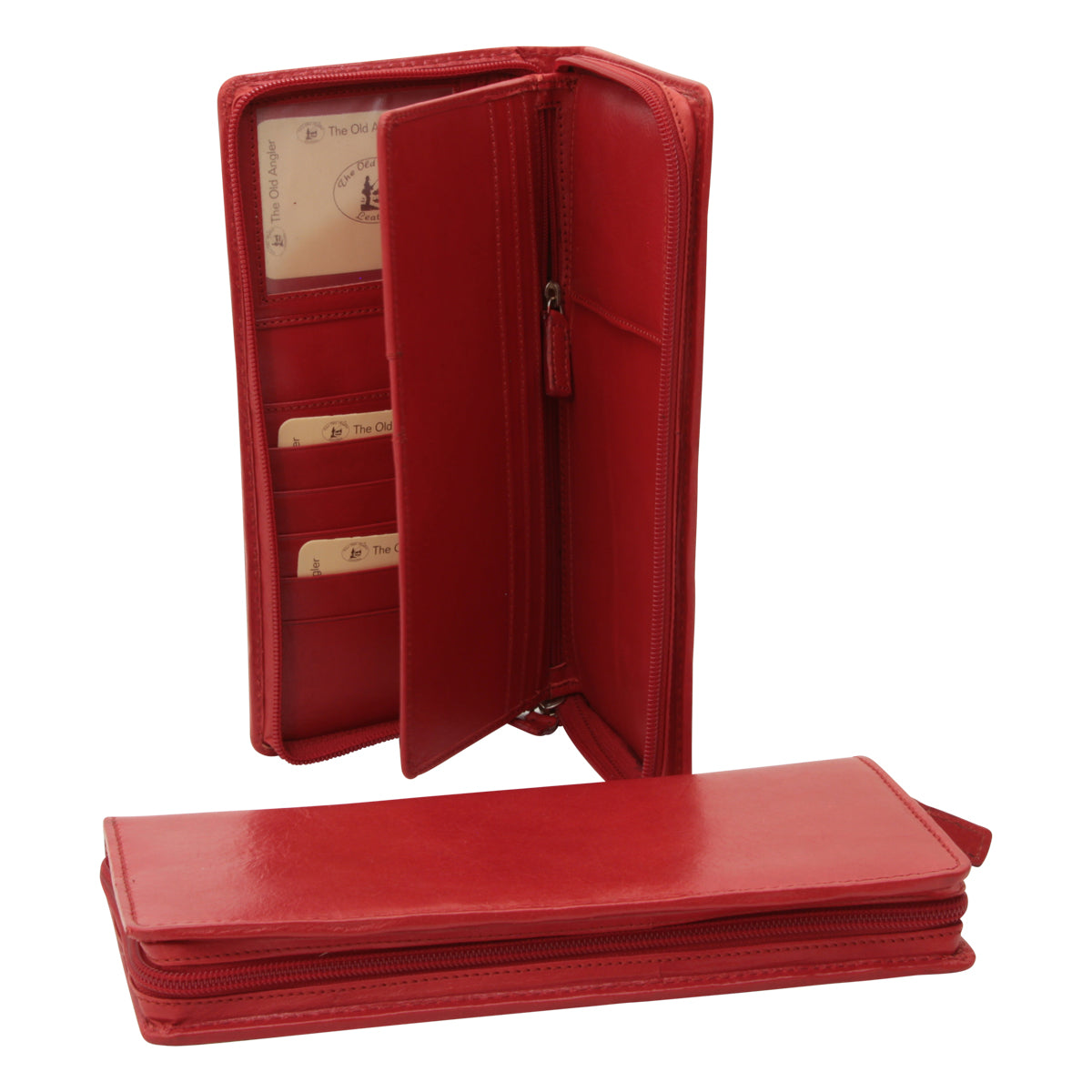 Leather travel wallet - red-1
