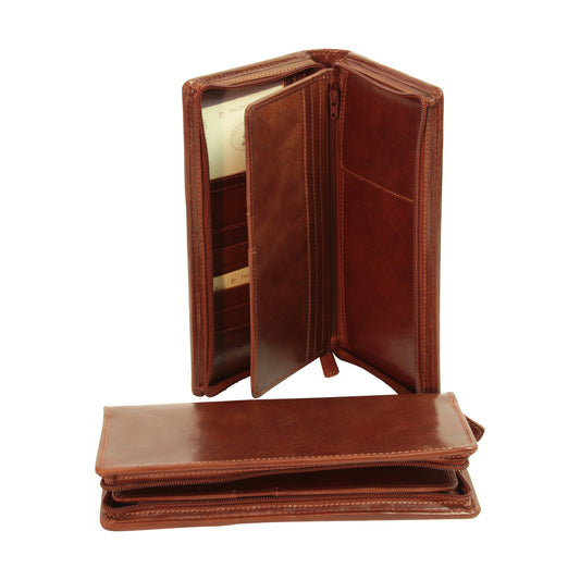 Leather travel wallet - brown-0