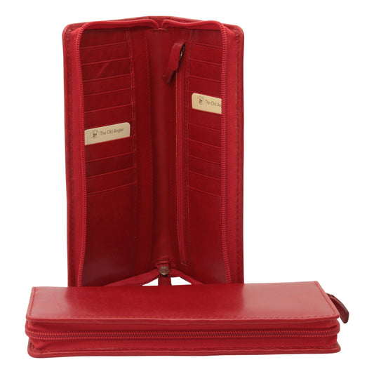 Leather travel wallet-red-0