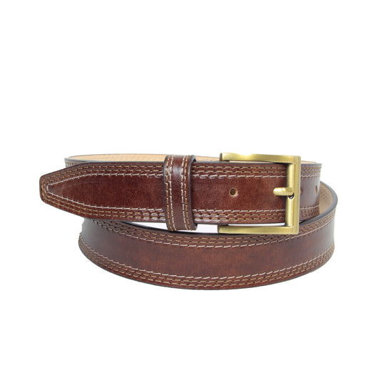 Leather belt wide 1,38" - brown 5145-0