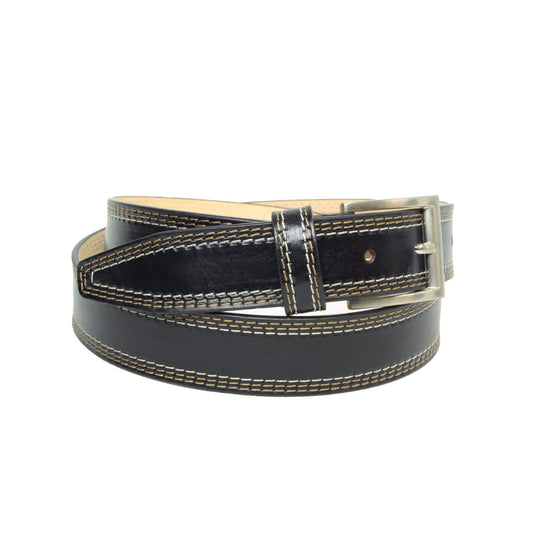 Leather belt wide 1,38" - black 5145-0