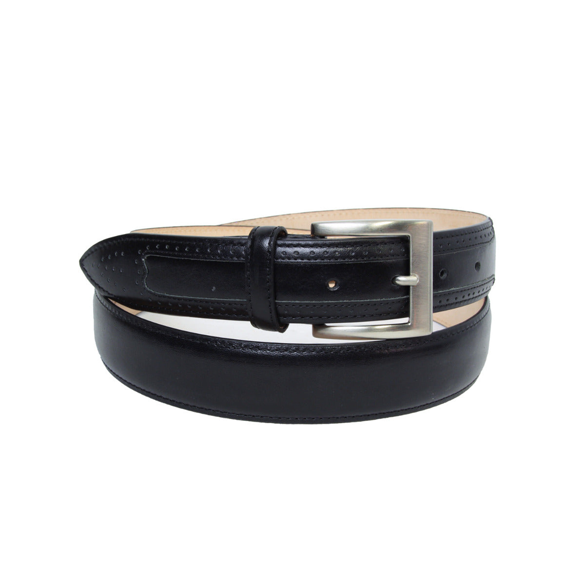 Leather belt wide 1,38" - black 5148-0