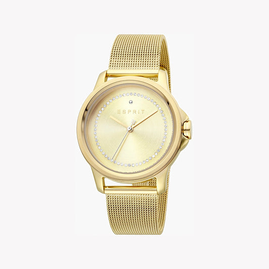 Esprit Women's Gold Stainless Steel Watch, Champagne Dial | ES1L198M0025-0
