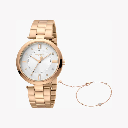 Esprit Women's Rose Gold Stainless Steel Watch, Silver Dial | ES1L123M0055-0