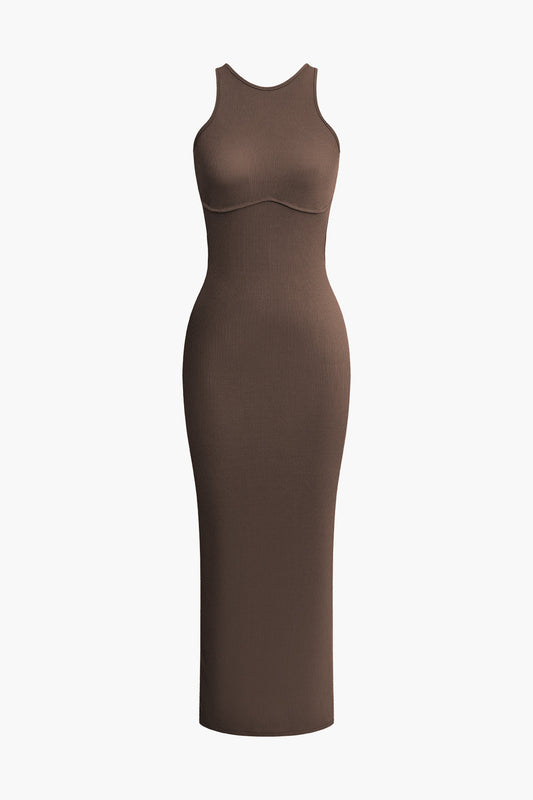 Cross backless split midi dress-0