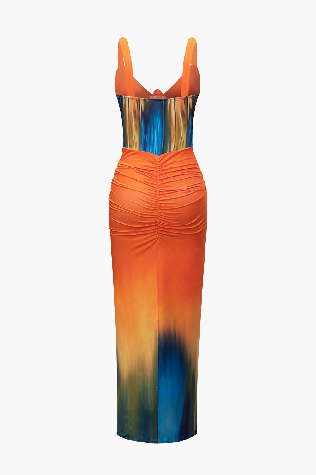 Tie-dye print maxi dress with V-neck and ruffles-1