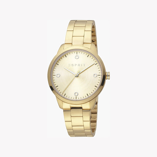 Esprit Women's Gold Stainless Steel Watch, Champagne Dial | ES1L171M0015-0