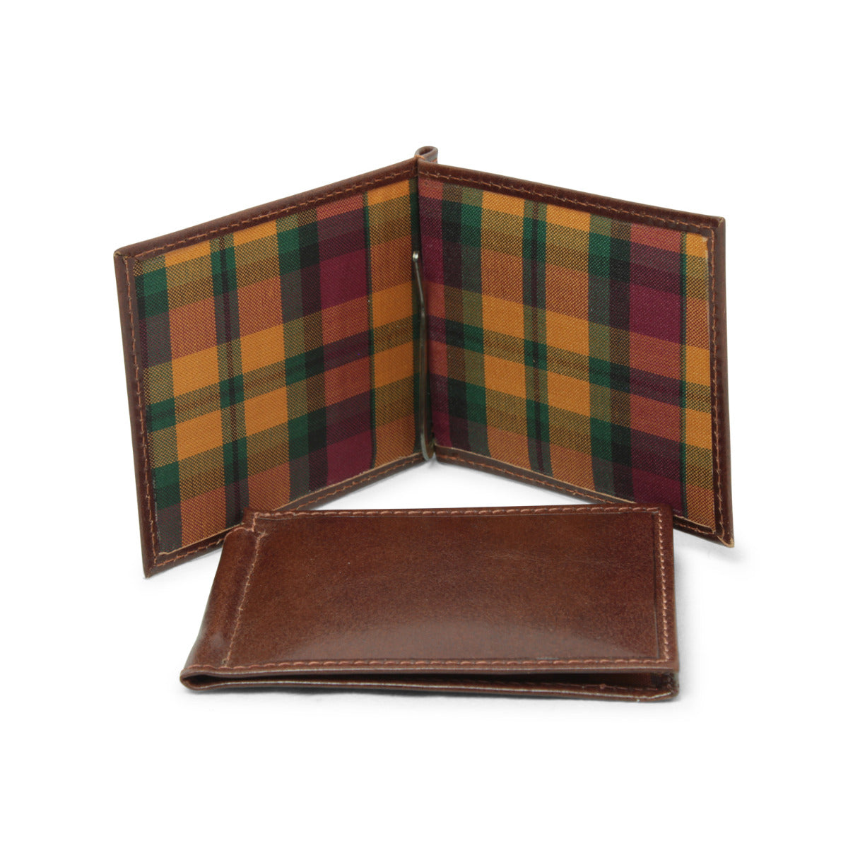 Full grain leather money clip - brown-1